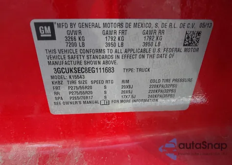 2014 Chevrolet Silverado 1500 1Lz from USA, damaged, VIN 3GCUKSEC8EG111683